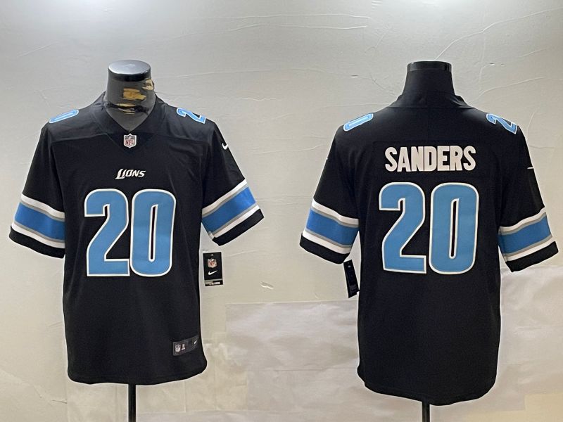 Men Detroit Lions #20 Sanders Black three generations 2024 Nike Limited NFL Jersey style 1->detroit lions->NFL Jersey
